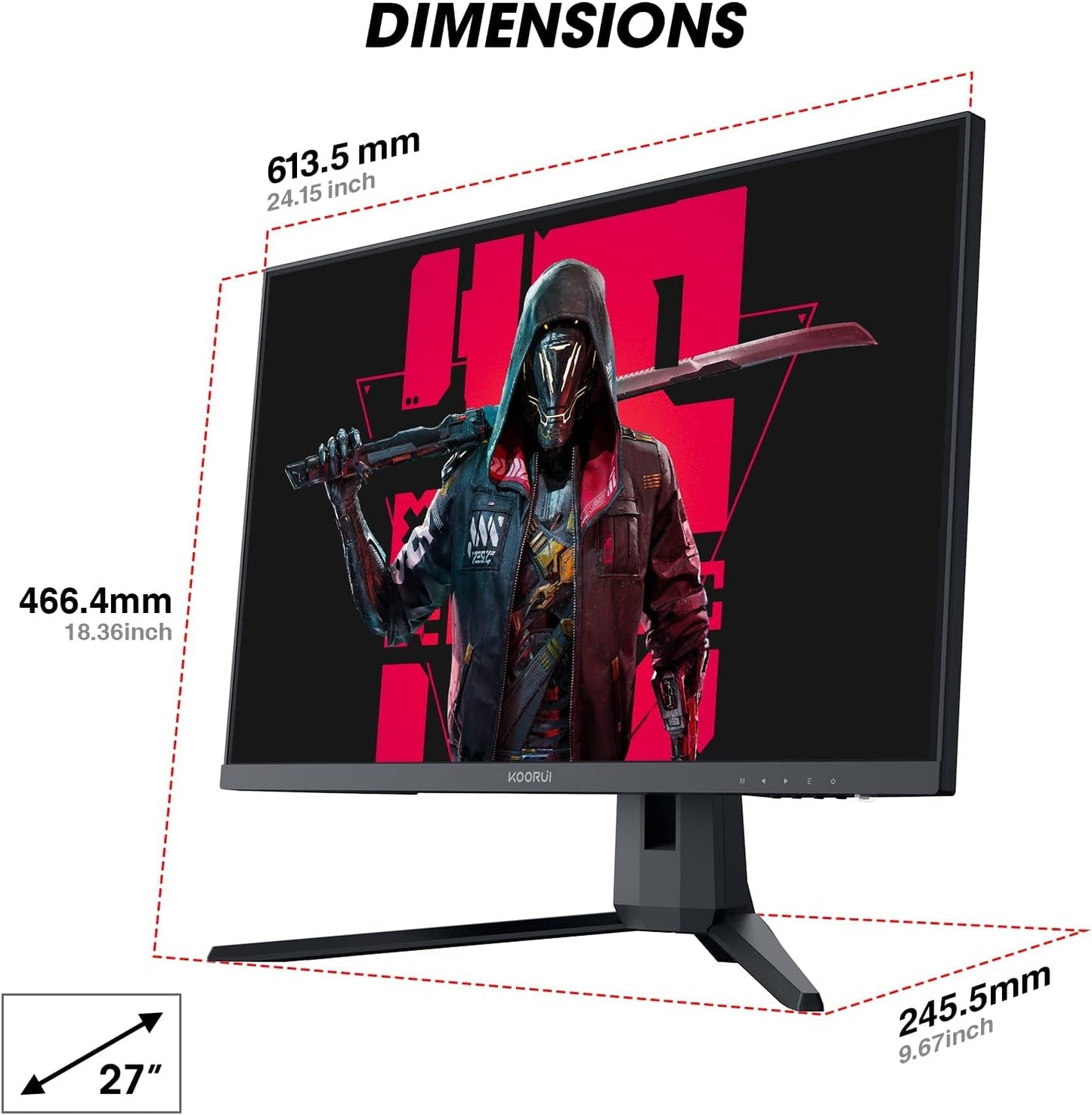 KOORUI 27-Inch QHD Gaming Monitor - 144Hz, Adaptive Sync - Destello