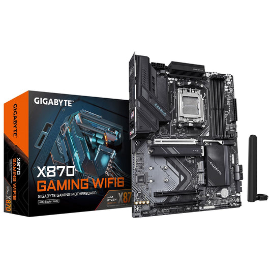 Gigabyte X870 GAMING WIFI6 AMD AM5 Socket Motherboard, ATX, 4x DDR5 Slots, 3x M.2 Sockets, Fitted I/O Shield, 2.5GbE LAN, Wi-Fi 6, 1x HDMI Port / 1x USB-C (USB4)