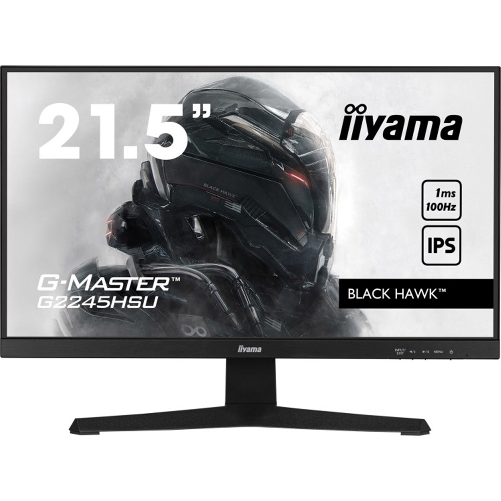 iiyama G-MASTER G2245HSU-B2 22 inch IPS Gaming Monitor, Full HD, 1ms, HDMI, DisplayPort, USB Hub, Freesync, 100Hz, Speakers, Black, Internal PSU, VESA