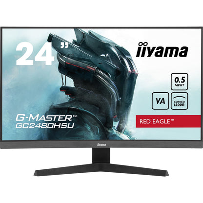 iiyama G-Master GC2480HSU-B1 Red Eagle Curved Gaming Monitor, 23.6 Inch,Full HD, 180Hz, 0.5ms, FreeSync, HDMI, Display Port, USB Hub
