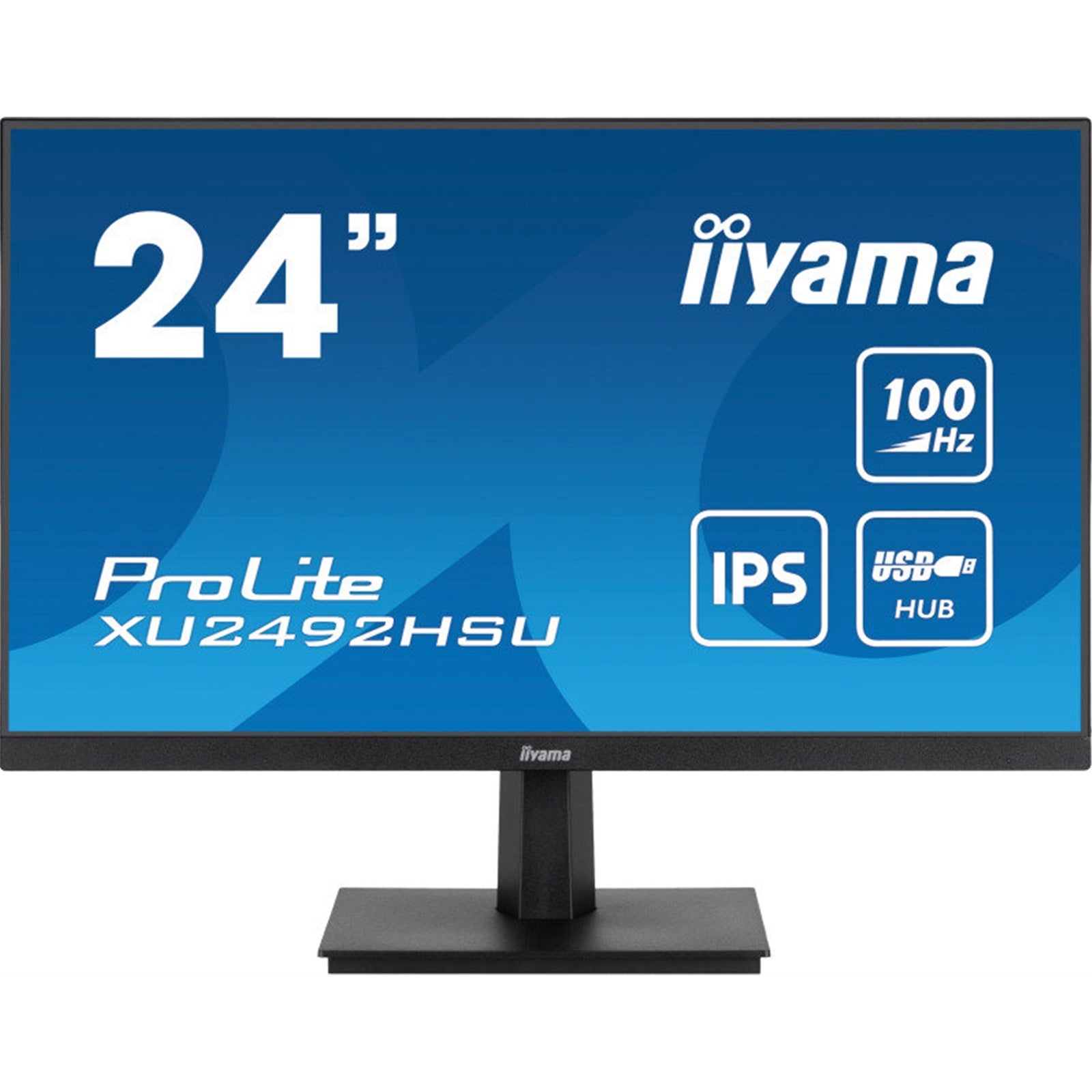 iiyama Prolite XU2492HSU-B6 24 inch IPS Monitor, Full HD, 0.4ms, USB Hub, HDMI, DisplayPort, 100Hz, Speakers, Black, Internal PSU, VESA