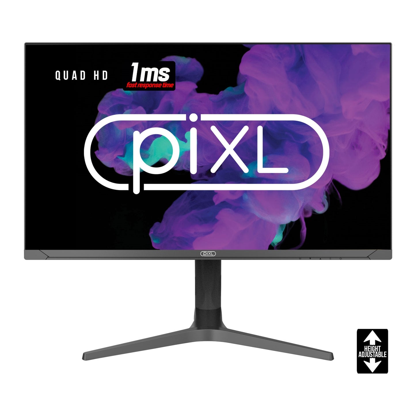 piXL CM27G7 27 Inch 100Hz QHD IPS Gaming Monitor with AMD FreeSync & Nvidia G-Sync, 1ms Response Time, DisplayPort, HDMI, USB-A, VESA Mount, RGB Lighting, VESA Mount & Height Adjust
