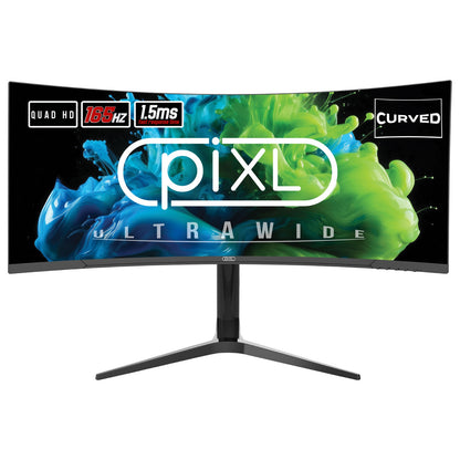 piXL CM34C7 34 Inch 165Hz UWQHD Quad HD Ultrawide Curved Gaming Monitor, with 1.5ms Response Time, 3440 x 1440 Resolution, HDMI, DisplayPort, USB-C, USB-B, USB-A x 2, Audio & Height Adjust