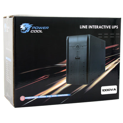 Powercool Smart UPS 1000VA 3 x UK Plug 3 x IEC RJ45 x 2 USB LED Display