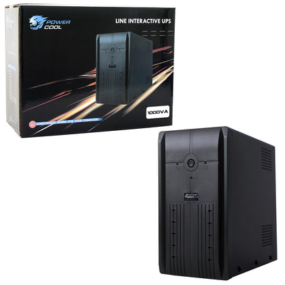 Powercool Smart UPS 1000VA 3 x UK Plug 3 x IEC RJ45 x 2 USB LED Display