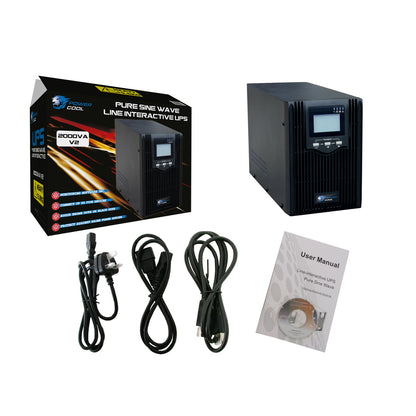 Powercool Smart UPS 2000VA 2 x UK Plug 3 x IEC RJ45 x 2 USB LCD Display Powercool