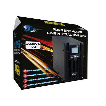 Powercool Smart UPS 2000VA 2 x UK Plug 3 x IEC RJ45 x 2 USB LCD Display