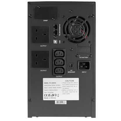Powercool Smart UPS 3000VA 2 x UK Plug 3 x IEC RJ45 x 2 USB LCD Display Powercool