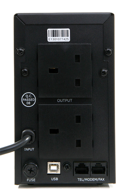Powercool Smart UPS  650VA 2 x UK Plug RJ45 x 2 USB LED Display Powercool