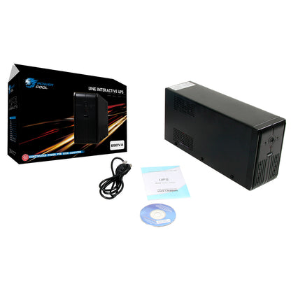 Powercool Smart UPS  650VA 2 x UK Plug RJ45 x 2 USB LED Display