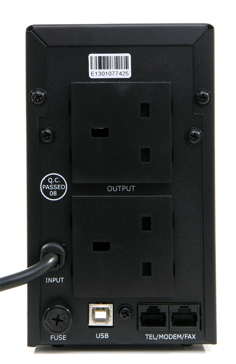 Powercool Smart UPS  850VA 2 x UK Plug RJ45 x 2 USB LED Display