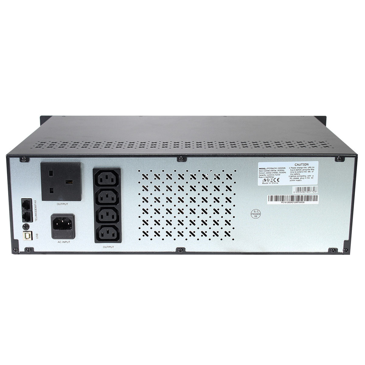 Powercool Rack-Mount Off-Line UPS 1200VA with LCD  USB Monitoring with 2x7Ah Powercool