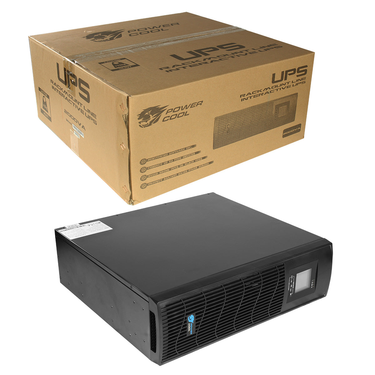 Powercool Rack-Mount line interactive UPS 2000VA 1600W 2xUK3xIEC Powercool