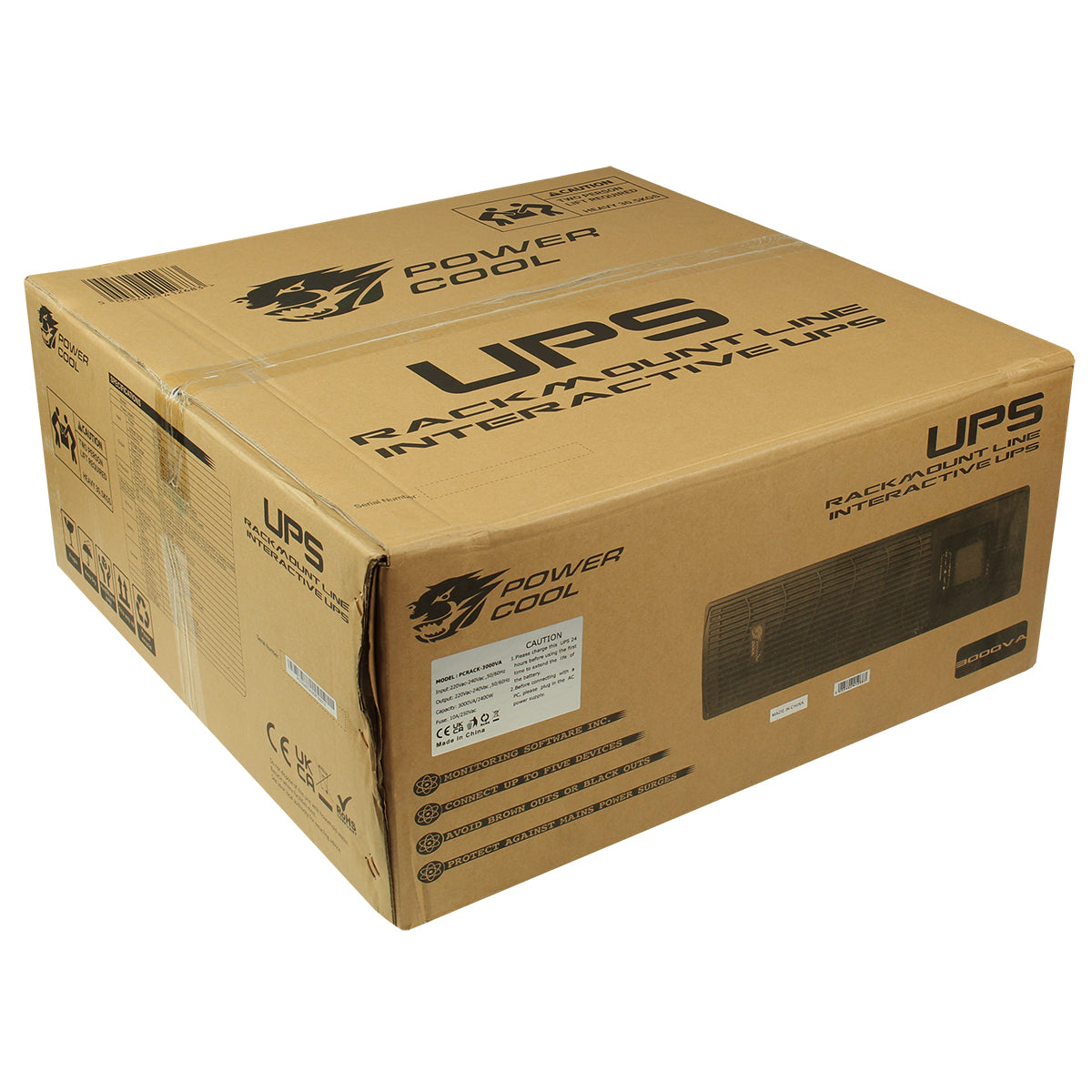 Powercool Rack-Mount Line Interactive UPS 3000VA 2400W 2 x UK  3 x IEC Powercool