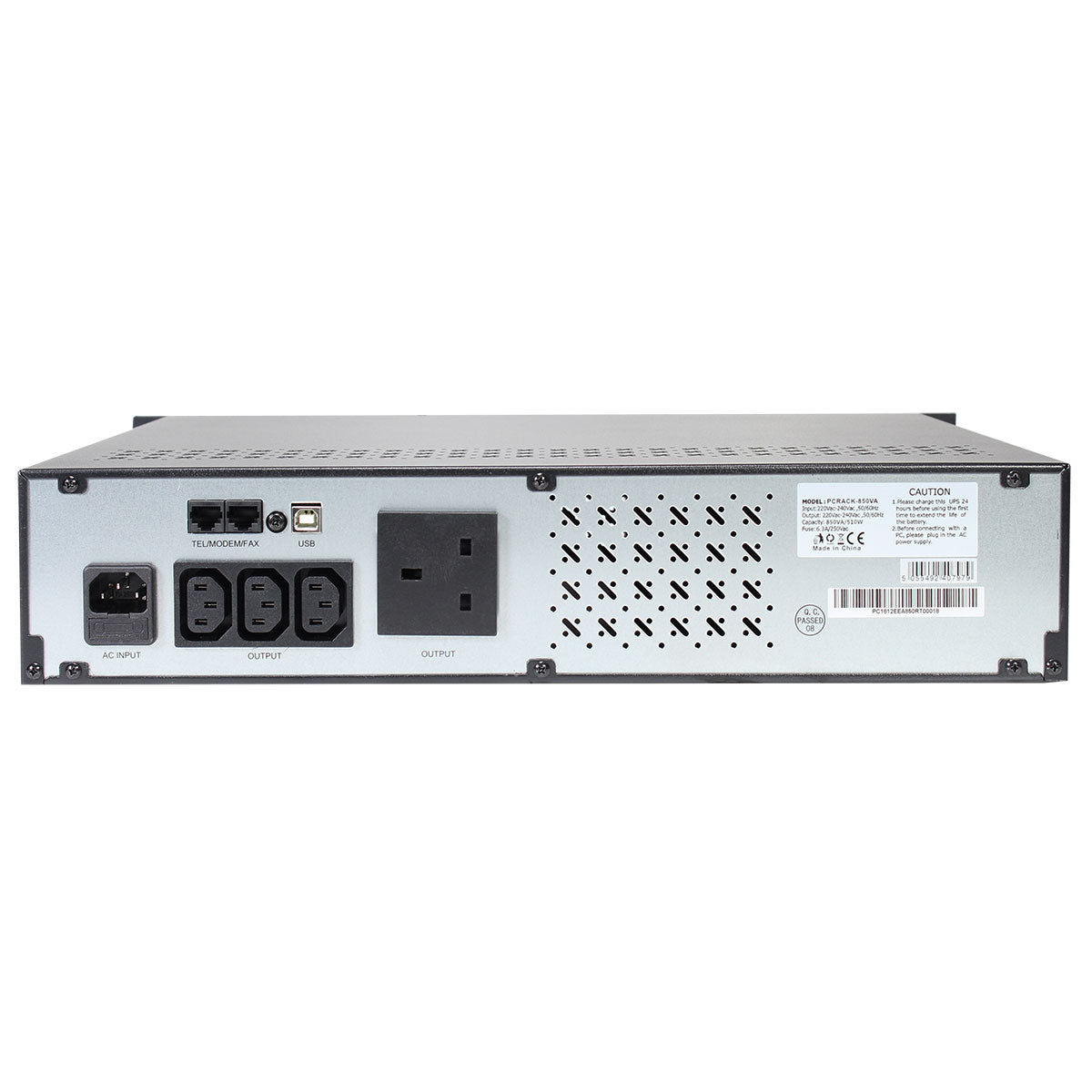 Powercool Rack-Mount Off-Line UPS 850VA with LCD  USB Monitoring with 1x8Ah