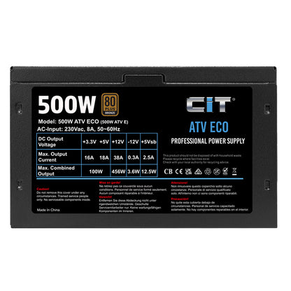 CiT ATV Eco Bronze 500W 230V 12cm Fan APFC Power Supply - Destello
