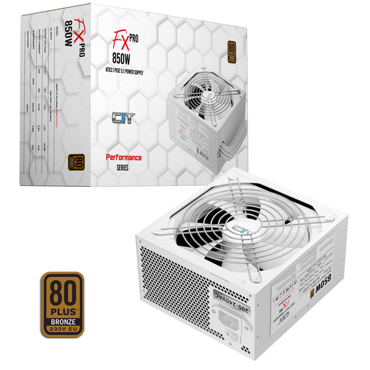 CiT FX Pro White ATX 3.1 PCIe 5.1 850W 80 Plus Bronze Power Supply - Destello