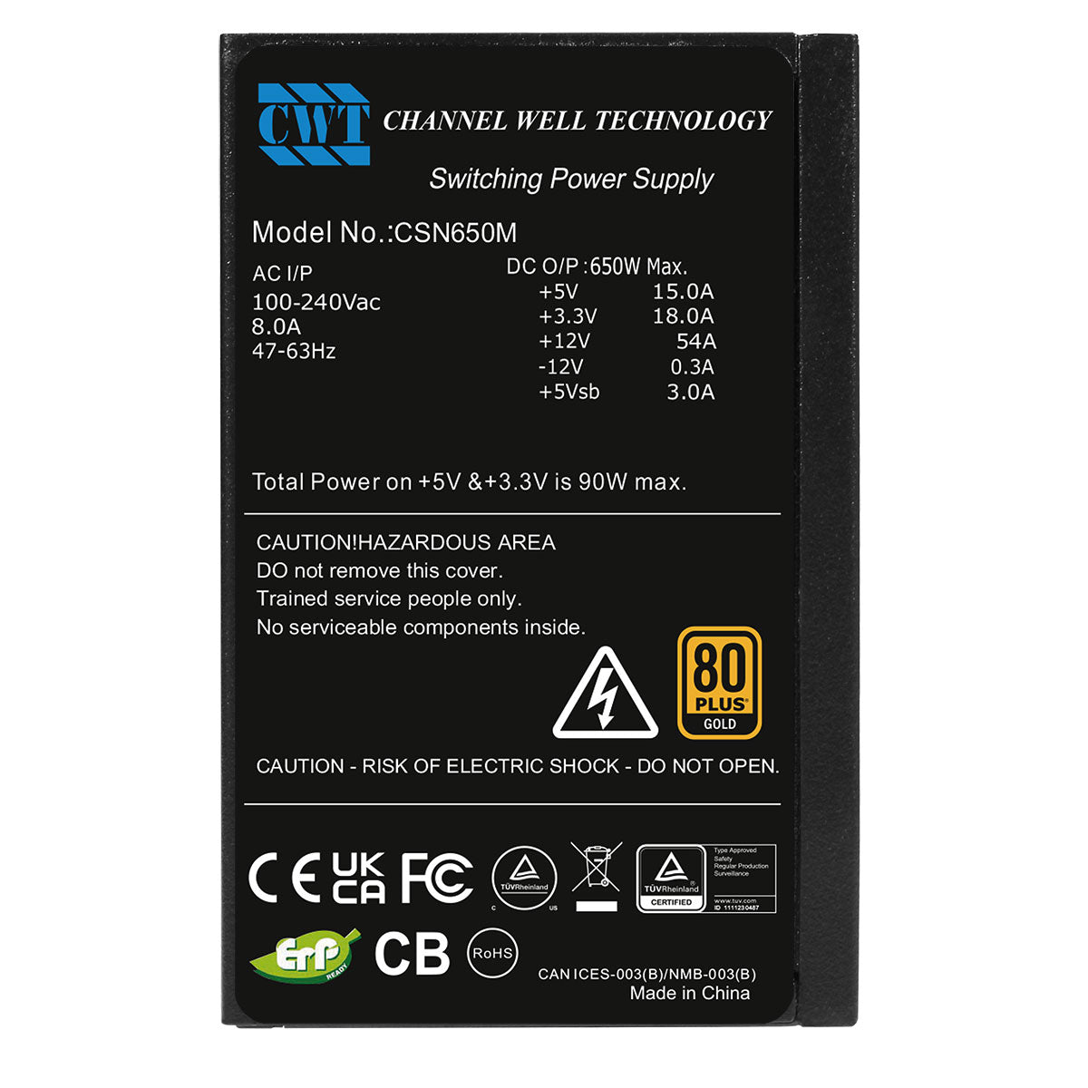 CWT 650W Modular 80 Plus Gold SFX Power Supply With 80mm Black Fan - Destello