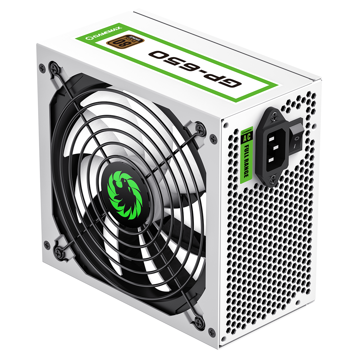 GameMax GP650 White 650W 80 Plus Bronze Wired Power Supply - Destello