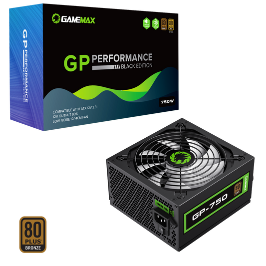 GameMax GP750 750W 80 Plus Bronze Wired Power Supply - Destello