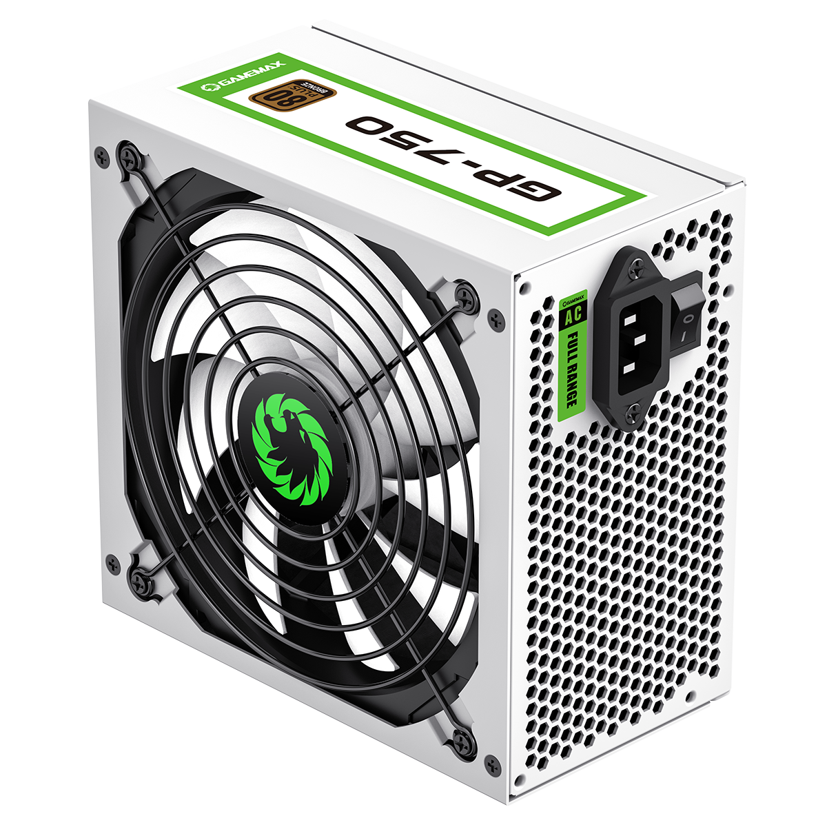 GameMax GP750 White 750W 80 Plus Bronze Wired Power Supply - Destello