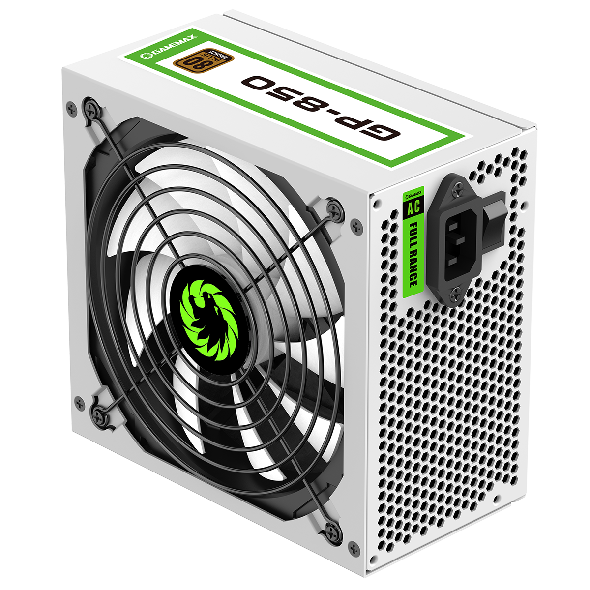 GameMax GP850 White 850W 80 Plus Bronze Wired Power Supply - Destello