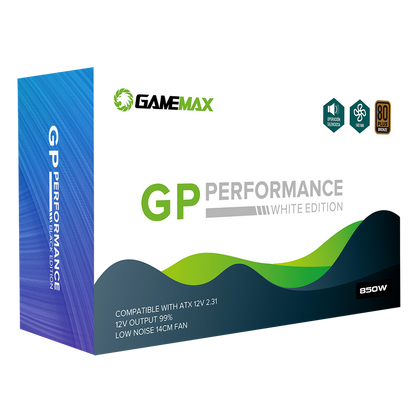 GameMax GP850 White 850W 80 Plus Bronze Wired Power Supply - Destello
