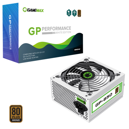 GameMax GP850 White 850W 80 Plus Bronze Wired Power Supply