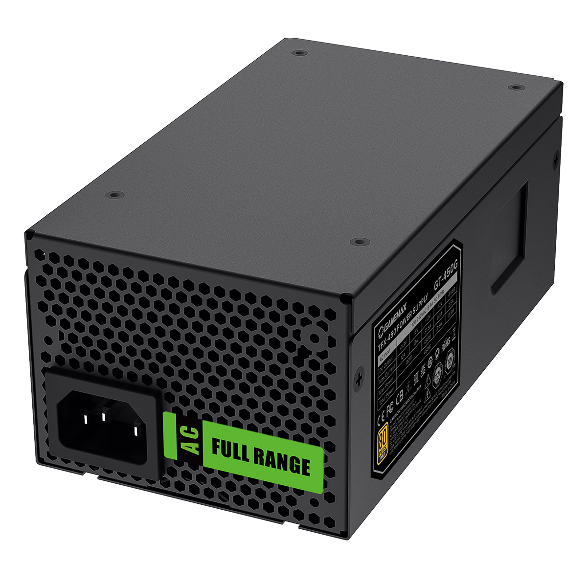 GameMax GT-450G 450W 80 Plus Gold TFX Power Supply With 80mm Black Fan