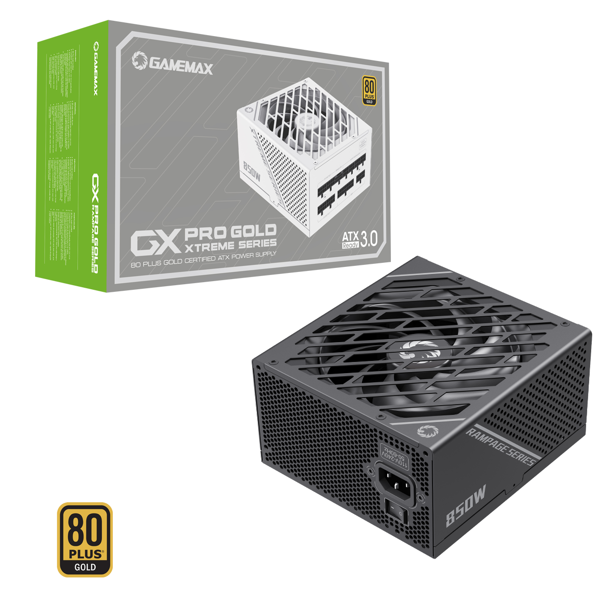 GameMax GX-850W Pro Modular 80 Plus Gold ATX3.0 PCIe 5.0 Black Power Supply With 135mm FDB Fan - Destello