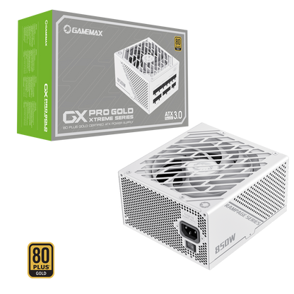 GameMax GX-850W Pro Modular 80 Plus Gold ATX3.1 PCIe 5.1 White Power Supply With 135mm FDB Fan - Destello