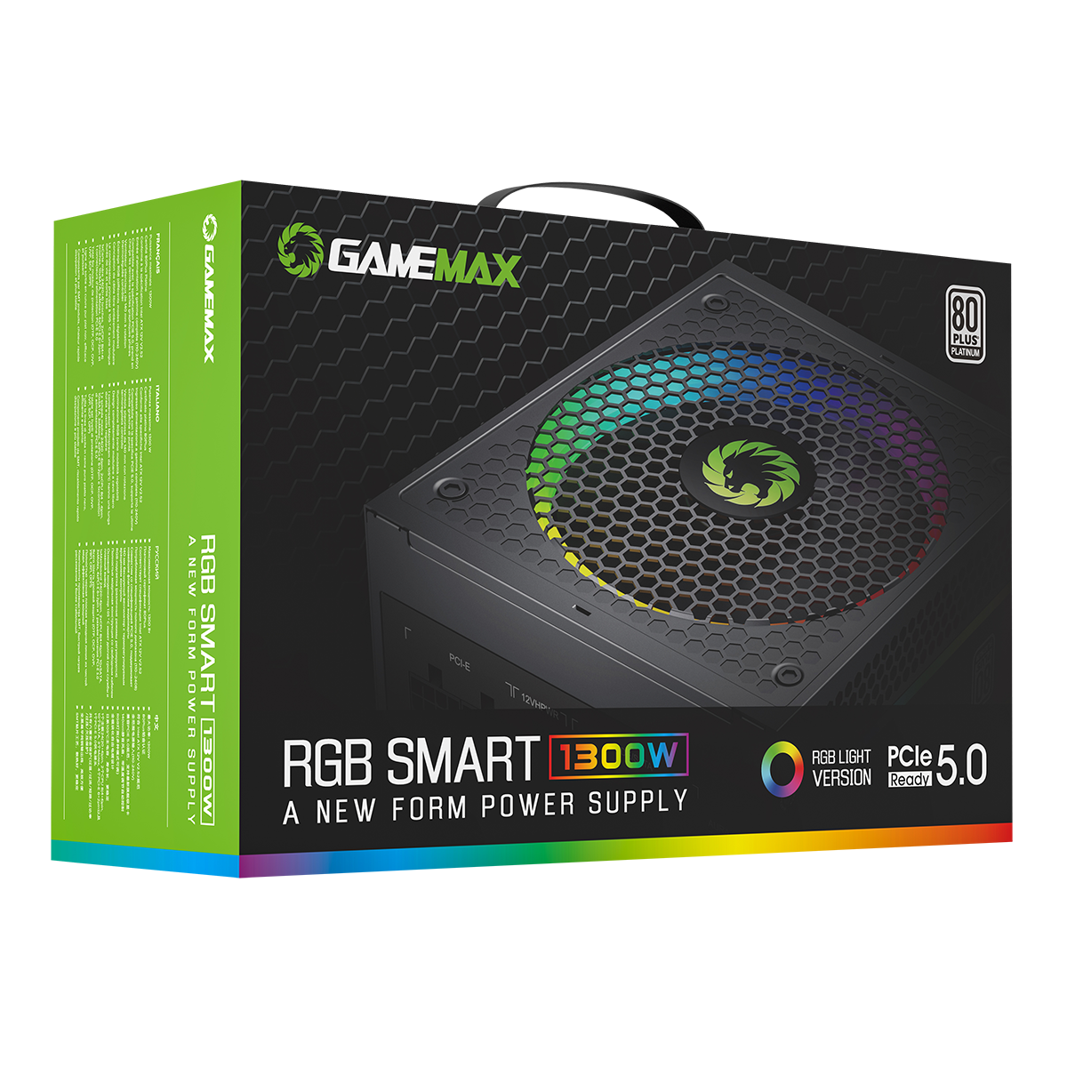 GameMax 1300W Modular 80 Plus Platinum ATX3.0 PCIe 5.0 Power Supply With 14cm ARGB Fan - Destello