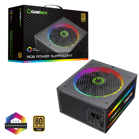 GameMax 750W Pro Modular 80 Plus Gold Power Supply With 14cm ARGB Fan - Destello