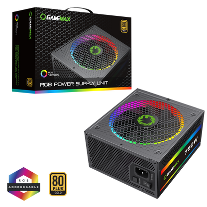 GameMax 750W Pro Modular 80 Plus Gold Power Supply With 14cm ARGB Fan
