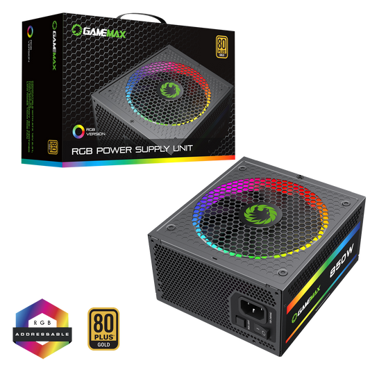 GameMax 850W Pro Modular 80 Plus Gold Power Supply With 14cm ARGB Fan - Destello