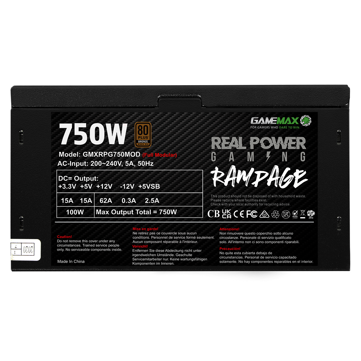 GameMax 750W RPG Rampage Full-Modular 80 Plus Bronze PSU - Destello