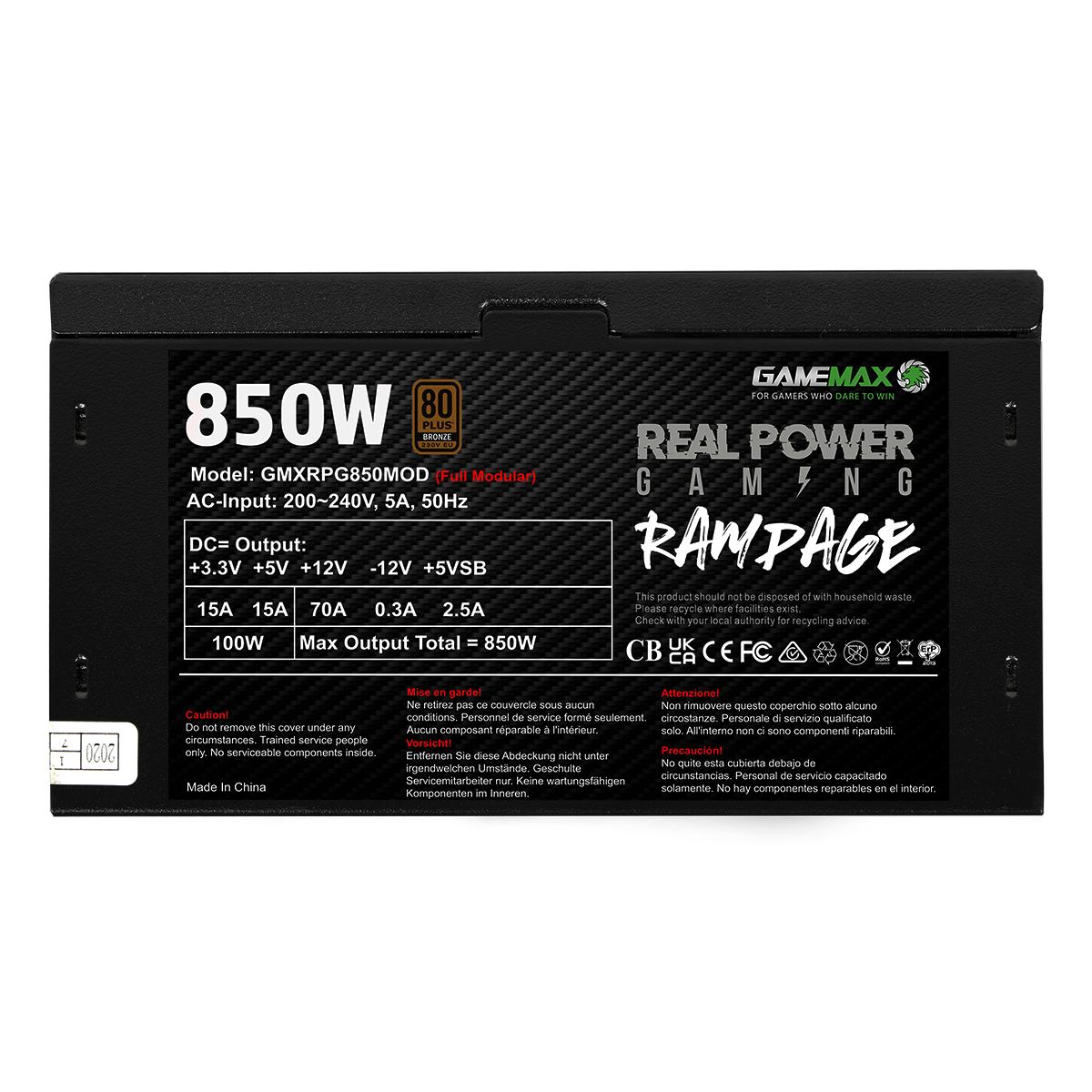 GameMax 850W RPG Rampage Full-Modular 80 Plus Bronze PSU - Destello
