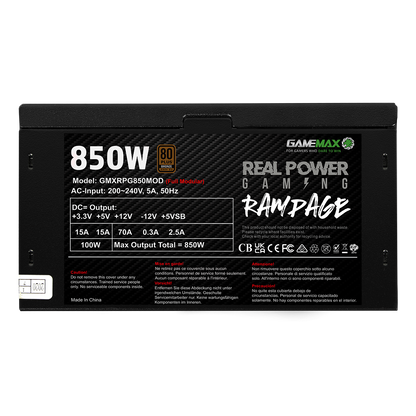 GameMax 850W RPG Rampage Full-Modular 80 Plus Bronze PSU - Destello
