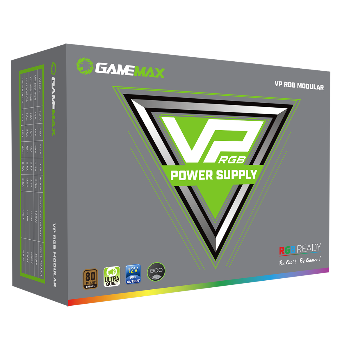 GameMax VP-700W Semi-Modular 80 Plus Bronze White Power Supply With 120mm RGB Fan