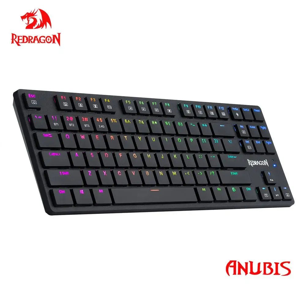 REDRAGON Anubis K539 RGB Super slim Mechanical Gaming Keyboard USB Support Bluetooth wireless 2.4G 3 mode 87 Keys for Compute PC - Destello