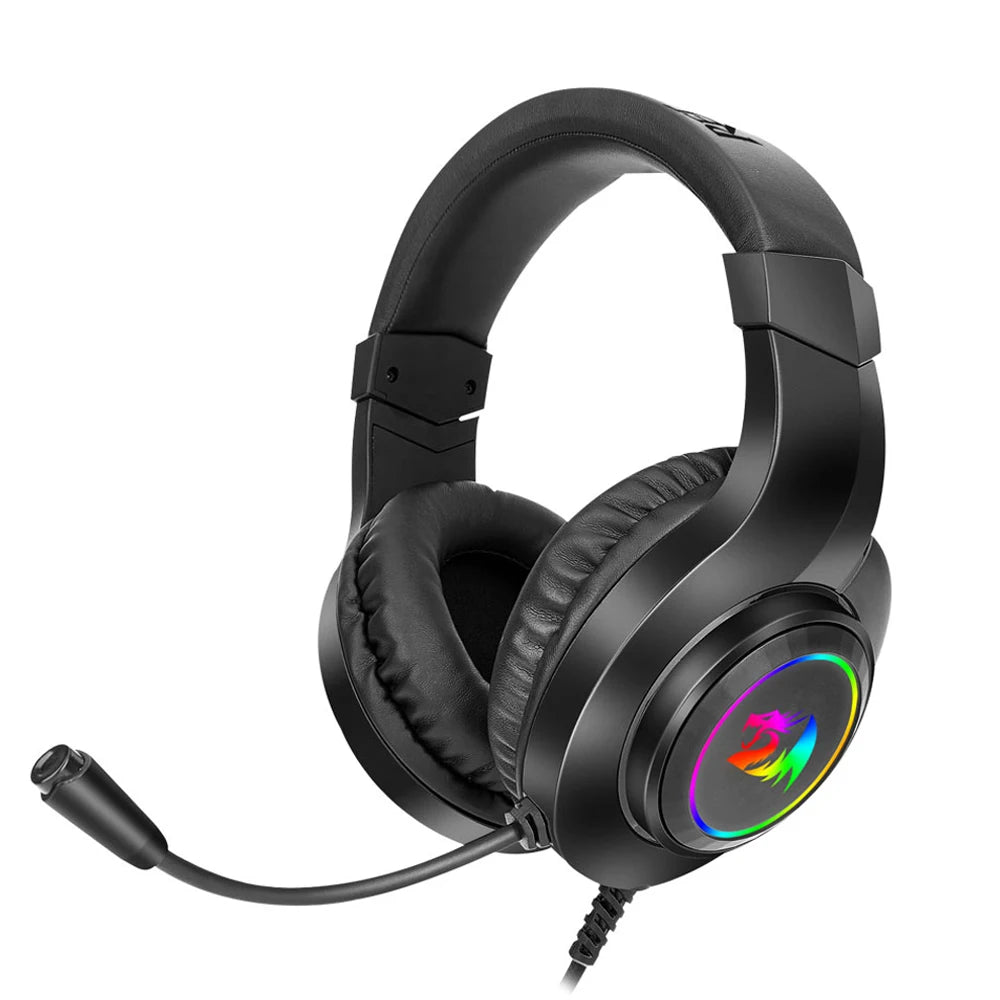 REDRAGON HYLAS H260 RGB Gaming Headset - 3.5mm surround sound headphones with microphone, compatible with PC, PS4, Switch, and Xbox One. - Destello