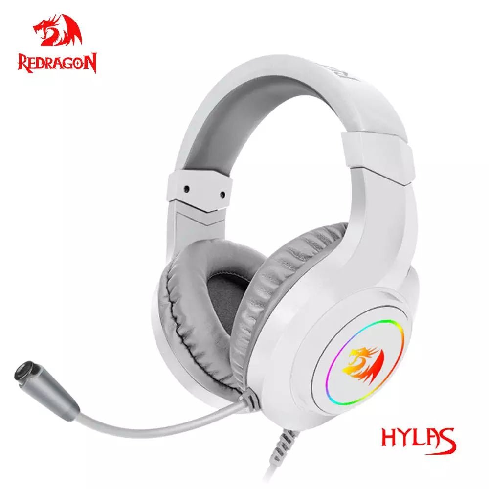 REDRAGON HYLAS H260 RGB Gaming Headset - 3.5mm surround sound headphones with microphone, compatible with PC, PS4, Switch, and Xbox One. - Destello