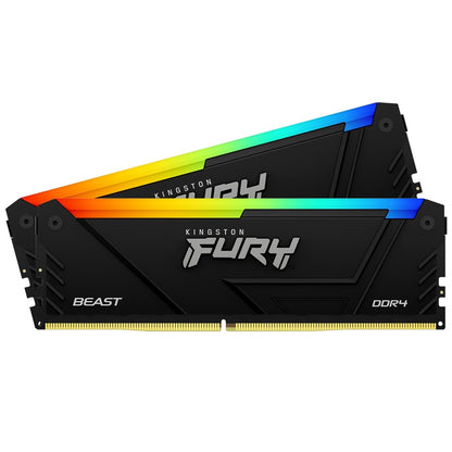 Kingston FURY Beast KF436C17BB2AK2/16 16GB (2x 8GB) DIMM System Memory, 3600MHz, DDR4, CL17, Black, RGB, Intel XMP