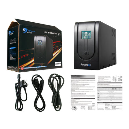 Powercool Smart UPS 1200VA 720W LCD Display 3 x UK Plug 2 x RJ45 3 x IEC and USB